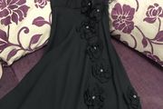 Black evening dress one shoulder with flower finish