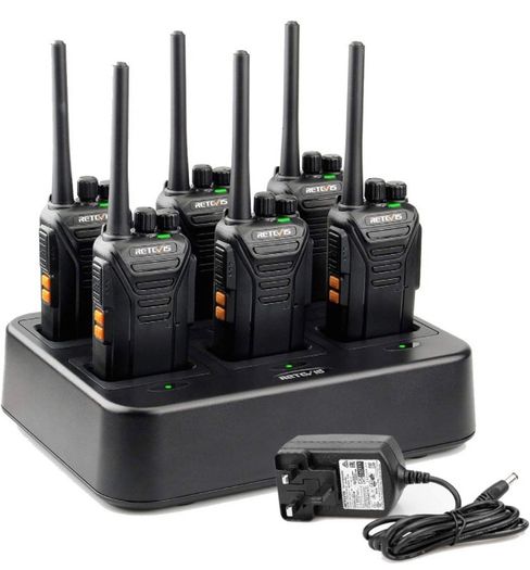 Walkie Talkie, Walkie Talkies with 6 Way Charger, PMR446 License-free, 16 Channels, VOX, Two Way Radio for School, Factory, Security (FREE POSTAGE)