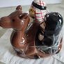 Novelty Cute Middle Eastern Arab Characters Salt & Pepper Cruet Set. On Gamal holder 1x Male Figure + 1x Female Figure. Would Look Great On The Table Image 7