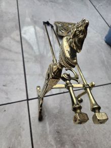 victorian brass fire set