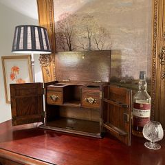 Antique Gentleman's oak tobacco, pipe cabinet
