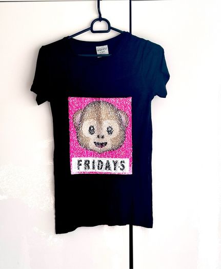 Black Reversible Sequin Emoji T-Shirt | Age 10-11 Years (146cm)
