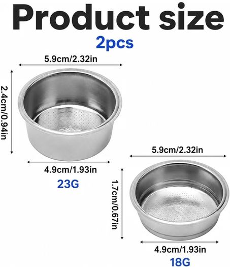 2 Pack 51mm Stainless Steel Espresso Portafilter Baskets Single Double Cup  Precision punched for even extraction, food-grade finish, heat-resistant, easy to clean, fits high-pressure coffee makers