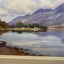Vintage watercolour Painting Lake & Mountain Scene Image 5