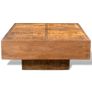 Coffee Table Brown Square Solid Mango Wood Image 3