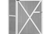 Wooden Garden Storage Shed, Garden Shed Tool Cabinet Organiser with Shelves, 75 x 56 x115cm, Grey