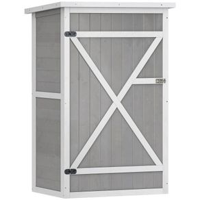 Wooden Garden Storage Shed, Garden Shed Tool Cabinet Organiser with Shelves, 75 x 56 x115cm, Grey