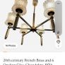 Antique French 20th century brass and 6 opaline glass Chandelier, plus two wall lights, 1970s Image 8