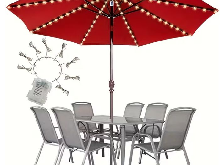 Umbrella Light, LED Umbrella Light Strip, Courtyard Sunshade LED Light String,