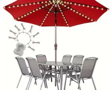 Umbrella Light, LED Umbrella Light Strip, Courtyard Sunshade LED Light String,