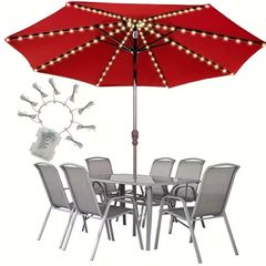 Umbrella Light, LED Umbrella Light Strip, Courtyard Sunshade LED Light String,