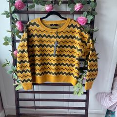 jumper mustard & khaki jumper bnwt Baloot brand size small short boxy style