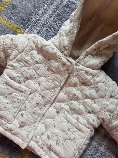 Upto1month, Bnwot Next Cream Floral Quilted Borg Fleece Hooded Jacket