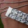 Vintage 925 Sterling Silver  Crystal Stone Studded Pendant With Chain 23.8g L10" Image 7