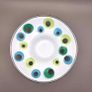 PRICE DROP .. IKEA EMALJ, Candle Holder Dish White Enameled Metal Green Blue Dots, set of 3. 2002 - discontinued. Image 9
