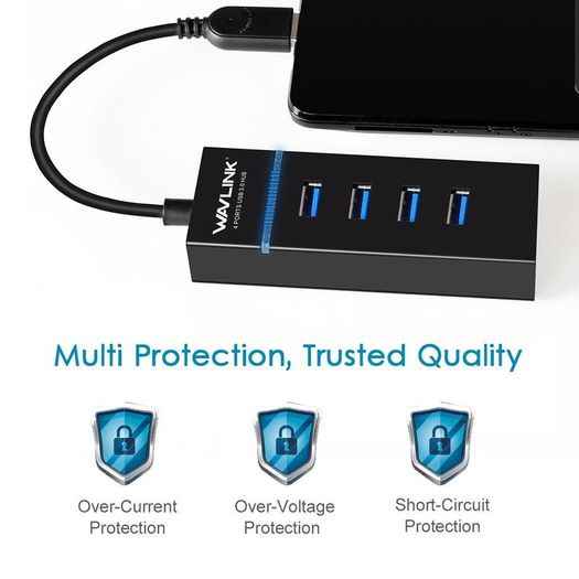 Wavlink 4 Ports USB 3.0 Multi HUB Splitter Expansion Desktop High Speed (Brand New/Warranty)