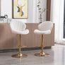 Set of 2 Luxury Bar Stools swivel with a stunning gold chrome base Image 3