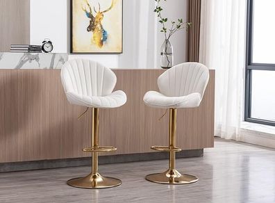 Set of 2 Luxury Bar Stools swivel with a stunning gold chrome base