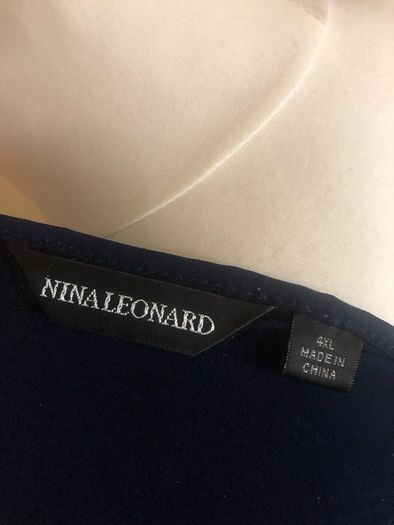 Nina Leonard navy/floral blouse (4XL)