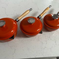 Cast Iron enameled pots x3