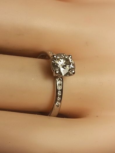 White Gold Moissanite Solitaire Ring with Accents