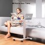 65 by 45cm Mobile Computer Workstation, Height Adjustable Laptop Stand 72 by 112cm, Portable Desk on Wheels, Compact White Study Desk, Movable Side Table, Small Standing Desk, Office Workstation Image 6