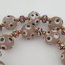 Antique Venetian Style Pinkish Skunk Eyes & Chevron Glass Beads Necklace Image 9