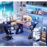 120 x 55 cm Gaming Desk with LED Lights, Gaming Table Thickened Z Shaped, Gamer Desk with Carbon Fiber Coated, Gaming PC Desk, Computer Desk Easy to Assemble, Carbon Fiber Black Image 8
