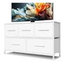 Dresser for Bedroom with 5 Fabric Drawers, TV Stand with 4 Castors, Storage Organizer Unit for Living Room Kids Room (White) Image 4