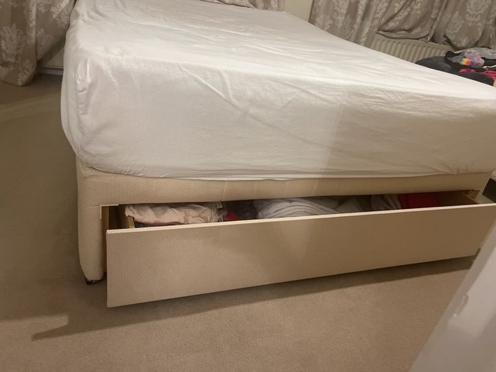 Double divan bed base with drawer