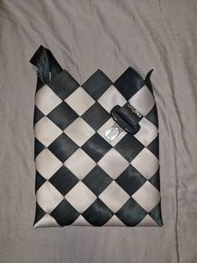 Zispas Interwoven Black and Grey Seatbelt Shoulder Bag