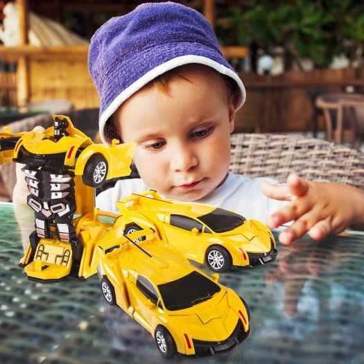 2 Pcs Deformation Cars for 3-7 Years Old Boys,Best Birthday Gifts for Boys Girls Pull Back Robot Car Toy for Boys Girls Kids Play Push Toy Cars Transformers Cars Toys for Kids Blue & Yellow