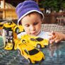 2 Pcs Deformation Cars for 3-7 Years Old Boys,Best Birthday Gifts for Boys Girls Pull Back Robot Car Toy for Boys Girls Kids Play Push Toy Cars Transformers Cars Toys for Kids Blue & Yellow Image 3