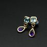 Vintage 1960/70 Topaz & Amethyst Earrings - 18ct Image 3