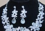 Silver / Crystal  Bride's Designer Neck Piece and Earrings