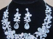 Silver / Crystal  Bride's Designer Neck Piece and Earrings