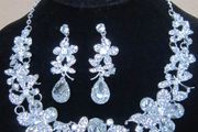 Silver / Crystal  Bride's Designer Neck Piece and Earrings