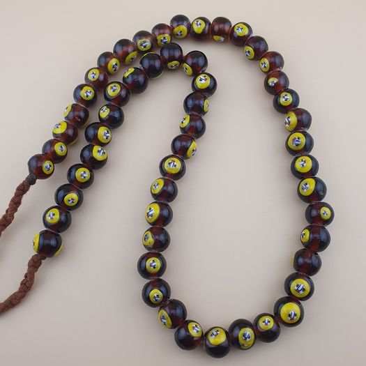 Vintage Venetian African Style Face Glass Beads Necklace 20 inches long