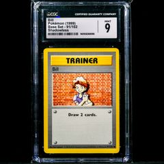 Bill 91/102 Shadowless CGC 9 Mint Common WOTC Base Set 1999 Pokemon Card Vintage Graded