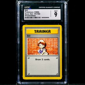 Bill 91/102 Shadowless CGC 9 Mint Common WOTC Base Set 1999 Pokemon Card Vintage Graded