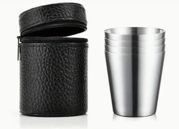 5pcs Premium Stainless Steel Shot Glasses - 1oz Metal Cups for Whiskey. New, unopened.