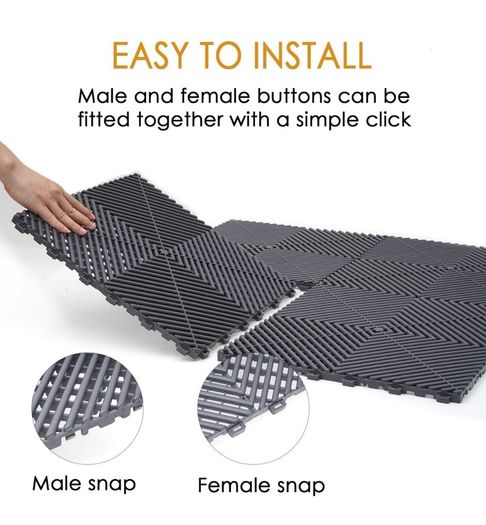 20 Pack Industrial Interlocking Floor Tiles Garage Mats 40 x 40 cm Modular Interlocking Floor Mats Slip Garage PVC Cushion Workshop Drainage Mat for Outdoor Wet Area