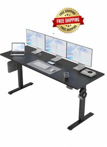 Electric Standing Desk, 160 x 60 cm Height Adjustable Sit Stand Desk with Splice Board and Memory Smart Pannel, Home Office Desks, Black