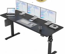 Electric Standing Desk, 160 x 60 cm Height Adjustable Sit Stand Desk with Splice Board and Memory Smart Pannel, Home Office Desks, Black