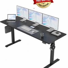 Electric Standing Desk, 160 x 60 cm Height Adjustable Sit Stand Desk with Splice Board and Memory Smart Pannel, Home Office Desks, Black