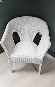 Large White Wicker Armchair - Very Comfortable