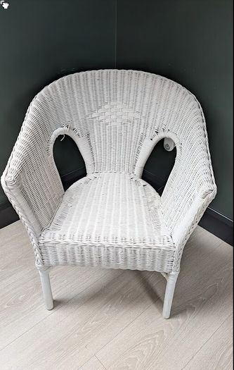 Large White Wicker Armchair - Very Comfortable