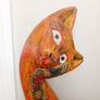 Vintage Indonesian folk art tall wooden cat sculpture Image 8