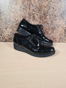 Womens MARCO MOREO shoes black brogues platform heel Size UK 5 EU 38