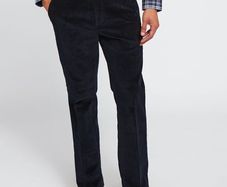Mens Dark Navy Regular Fit Stretch Cords W38 L35